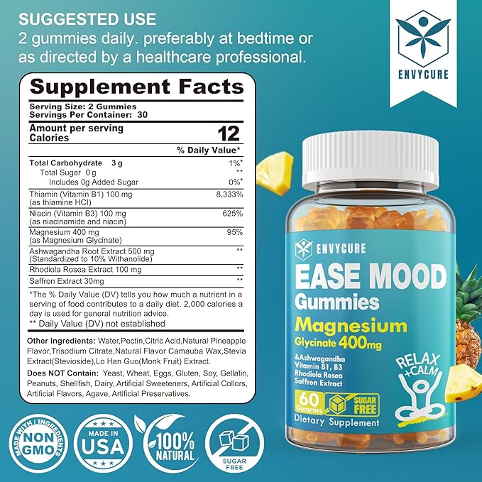 Sugar Free Magnesium Glycinate Gummies 400mg +Multivitamin Gummies