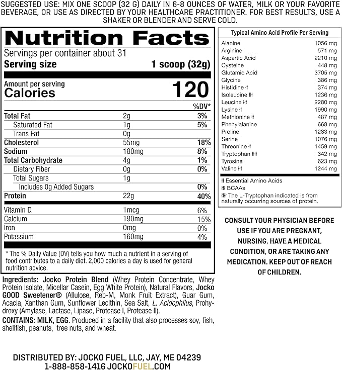 Jocko Fuel Whey Protein Powder Vanilla Daily Greens Peach