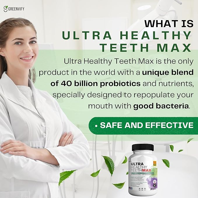 Ultra Healthy Teeth Max Probiotic Supplement 40 Billion CFU 60 Capsules Advanced Oral Health Formula (10)