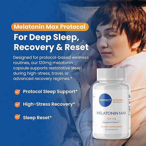 120mg Extra Strength Melatonin MAX - Single Capsule Dose - High Dosage Melatonin Ensures Ampifly Supply Of This Important Hormone - 100% Drug-Free Vegan Non-GMO Gluten-Free (90 Capsules)