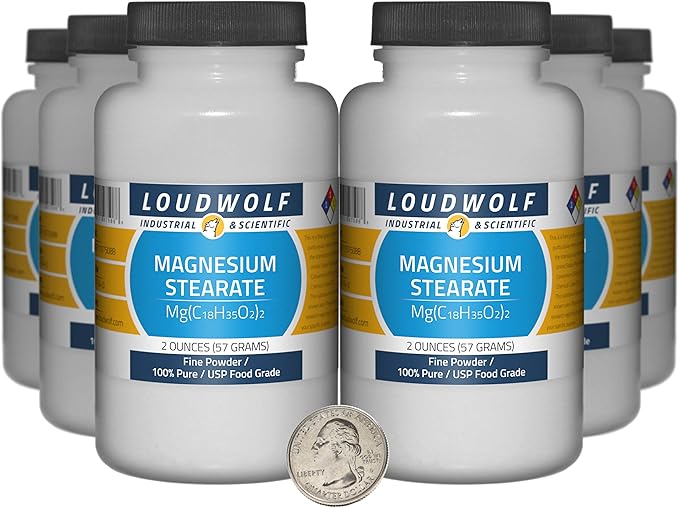 Magnesium Stearate / 12 Ounces / 6 Bottles / 100% Pure USP Food Grade/Fine Powder