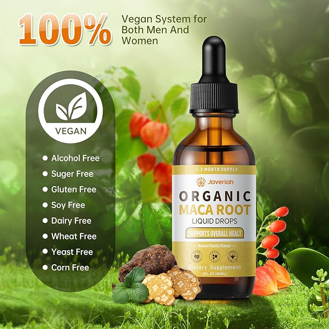 Organic Maca Root Liquid Drops with AshwagandhaGoji BerryGingerMagnesium and L-Arginine for Women and MenAshwagandha Maca Root Supplements Tincture 2 Fl Oz