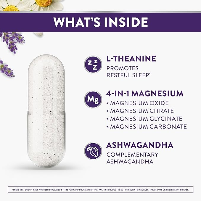 ZzzQuil Pure Zzzs +Magnesium Capsules L-Theanine and Magnesium Sleep Aid 4-in-1 Magnesium: Citrate Bisglycinate Oxide and Carbonate Sleep Aids for Adults 90 Sleep Capsules
