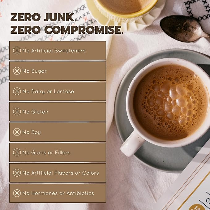 Bone Broth Protein Powder Grass Fed Collagen with 14g Complete Protein per Serving Gluten Free Keto &amp Dairy Free Organic &amp Clean Ingredients No Added Sugar Chocolate 12 Servings