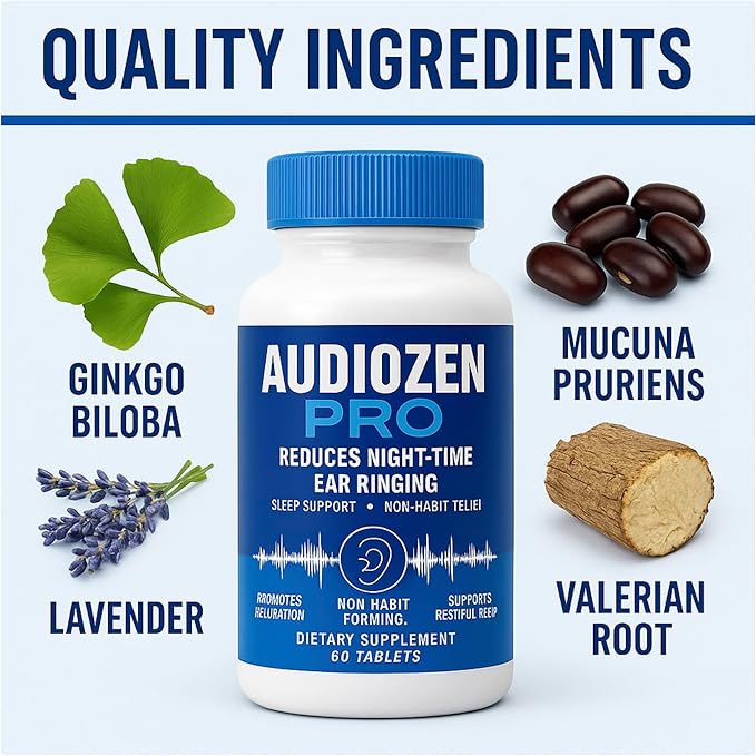 Audio-Zen Pro – Dietary Supplement 180 Tablets | Night-Time Ear Ringing Support | Non-Habit Formula | Natural Blend for Ear Comfort &amp Relaxation | Daily Wellness Support 3 Bottles
