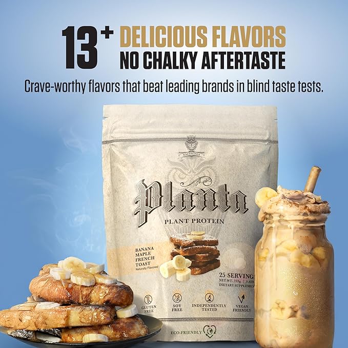 Ambrosia Plant Protein Powder 20g | Vegan Pea Protein Powder with BCAA Amino Acids | Dairy Free Keto-Friendly No Added Sugar | 25 Servings | Banana Maple