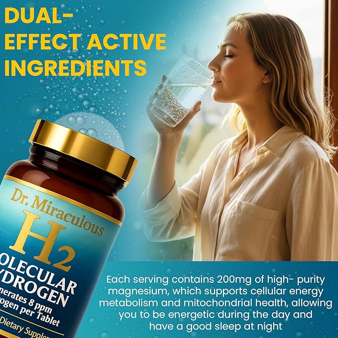 Hydrogen Water Tablets | 90CT Molecular Hydrogen Tablets for Drinking Water | H2 Molecular Magnesium Supplement for Athletic &amp Cognitive Performance | Non-GMO &amp Gluten Free 45 Serving