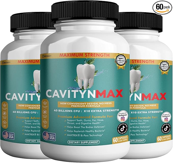 Cavityn Max Probiotic Supplement 40 Billion CFU 60 Capsules Digestive Health Support (3)