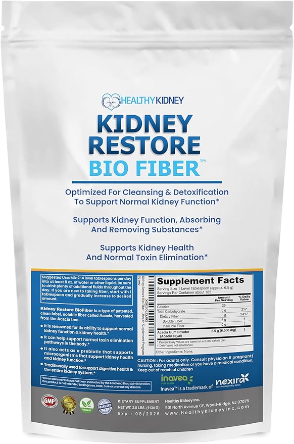 Bio Fiber Kidney Cleanse Detox &amp Repair - Restorative Kidney Support &amp Kidney Supplement to Remove Waste Kidney Health Supplement - Add to Tea for Kidney Health - 2.5 LBS