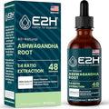 E2H Ashwagandha Liquid Drops - All-Natural Ashwagandha Supplement for Stress Relief and Mood Enhancer- Organic Ashwagandha Root Extract Effective Cortisol Manager | Non-GMO Vegan | 2 Fl Oz