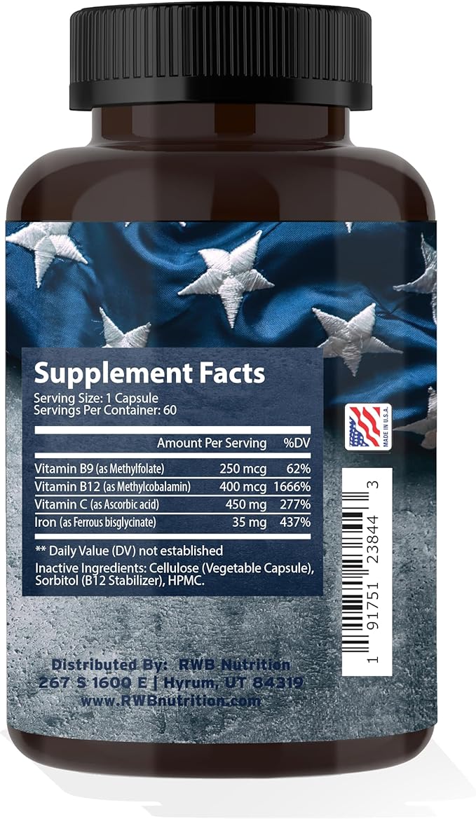 RWB - Anemia 35 MG Iron Glycinate - 60 Capsules