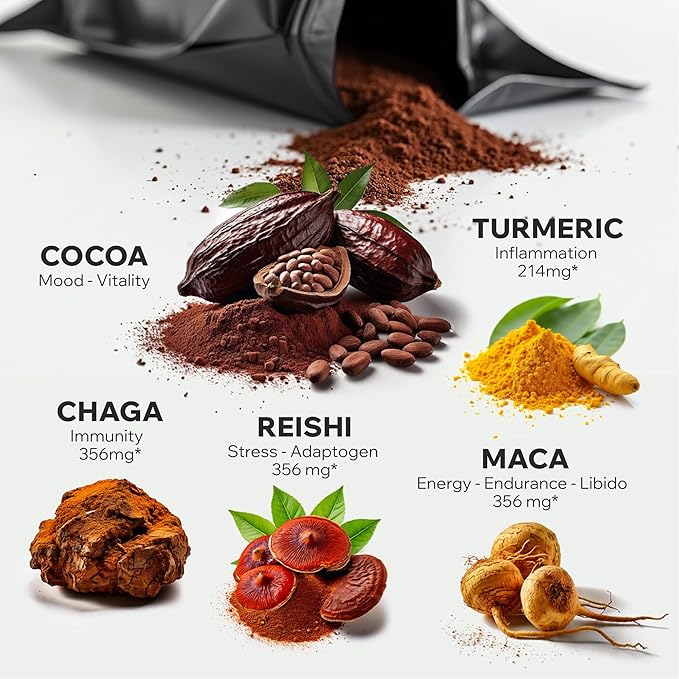 DailyNutra KSM 66 Ashwagandha (90 Capsules) and Mushroom Cacao Mix (16oz) Bundle for Relaxation and Focus