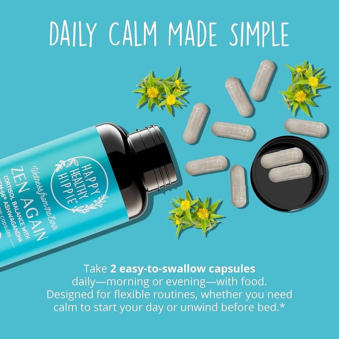 Happy Healthy Hippie PeriPeace Supplements for Women &amp Zen Again Cortisol Manager