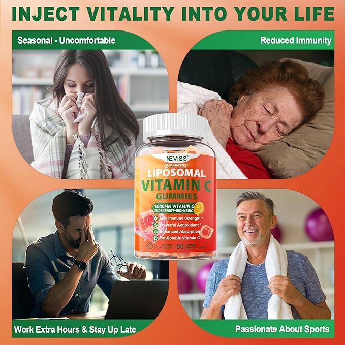 1Pack Magnesium Glycinate Gummies + 1Pack Liposomal Vitamin C 1000mg Gummies