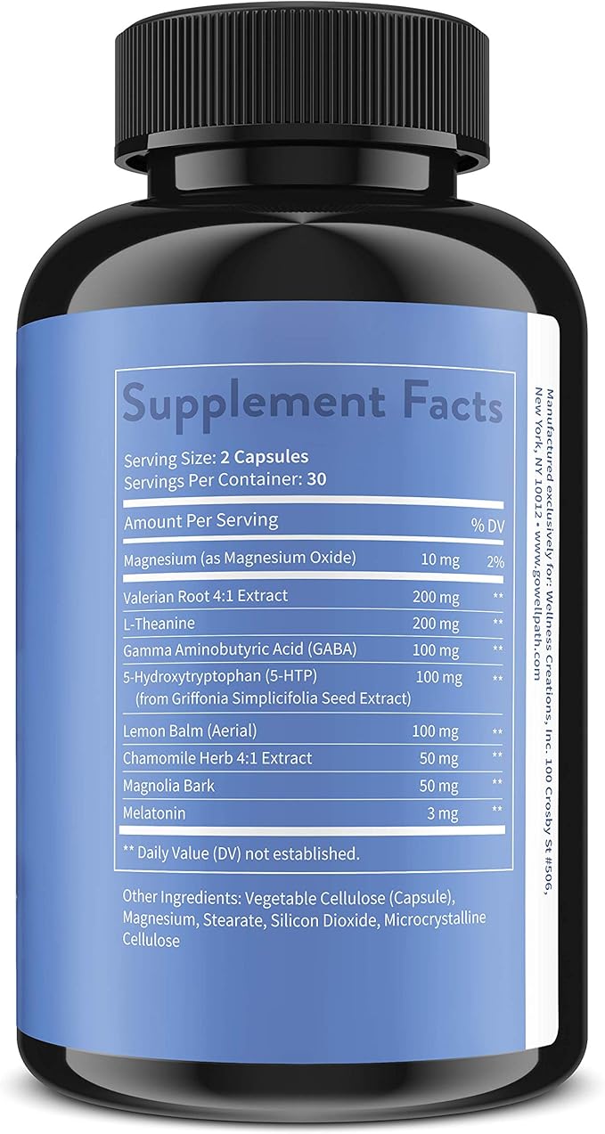 WellPath Rest Valerian Root Sleep Aid with Melatonin Natural &amp Herbal Sleeping Pills and Cortisol Supplements for Women with KSM-66® Ashwagandha &amp L-Theanine - Stress
