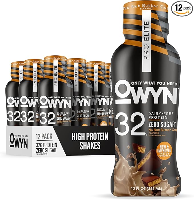 OWYN Only What You Need Pro Elite No Nut Buttercup Flavored Protein Shake 32g Protein 0g Sugar High Protein Dairy Free Gluten Free Plant Based Protein Drink 12 Count