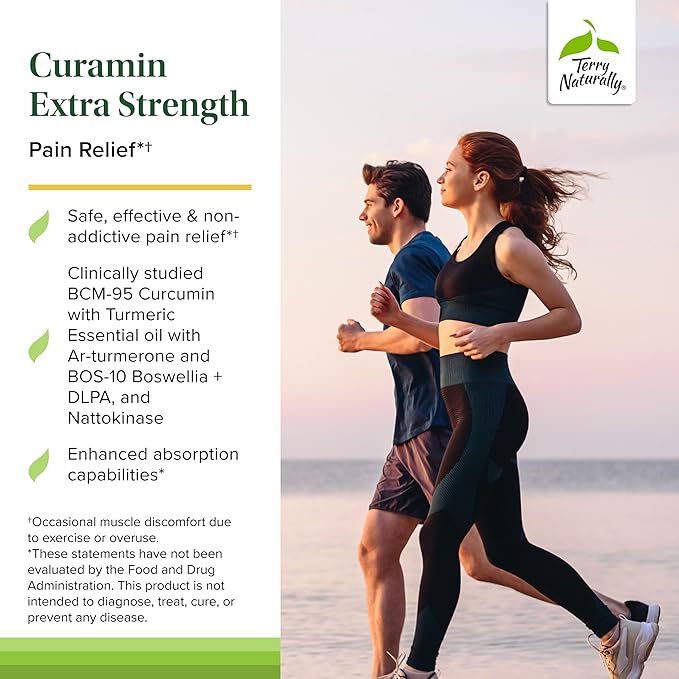 Terry Naturally Curamin Extra Strength - Pack of 2 - Curcumin &amp Boswellia for Healthy Circulation Support - Turmeric Supplement to Support Joints Muscle Health &amp Endorphin Production - 90 Tab