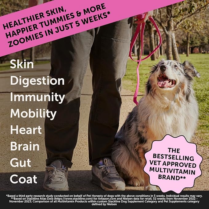 Dog Multivitamin Max Strength 15-in-1 Multivitamin for Dogs – Dog Vitamins &amp Supplements with Glucosamine Probiotics &amp Omega 3s – Supports Joint Heart Immune Skin &amp Coat Health – Chic