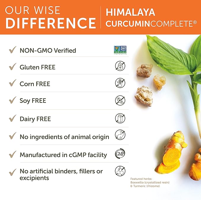 Himalaya Curcumin Complete - Herbal Joint Support Supplement with Turmeric Curcumin for Joint Health and Mobility Support 95% Curcuminoids - Vegan Non-GMO Gluten Free 60 Capsules