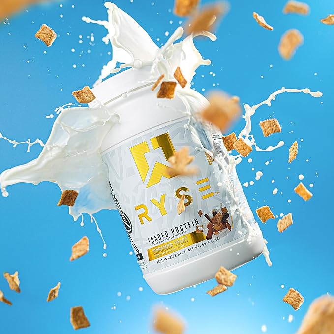 RYSE Loaded Protein Powder - Cinnamon Toast - 25g Whey Protein Isolate &amp Concentrate with Prebiotic Fiber &amp MCTs - Low Carb Low Sugar Digestive-Friendly - 27 Servings / 2 lb Tub