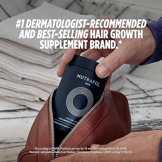 Nutrafol Men 50+ Hair Growth Supplements Clinically Tested for Visibly Thicker Hair and Scalp Coverage #1 Dermatologist-Recommended Hair Growth Supplement Brand - 1 Month Supply 1 Refill Pouch