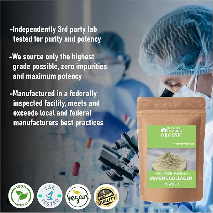 Organic Marine Collagen Powder 100% Pure Natural 100 Gram / 3.52 oz