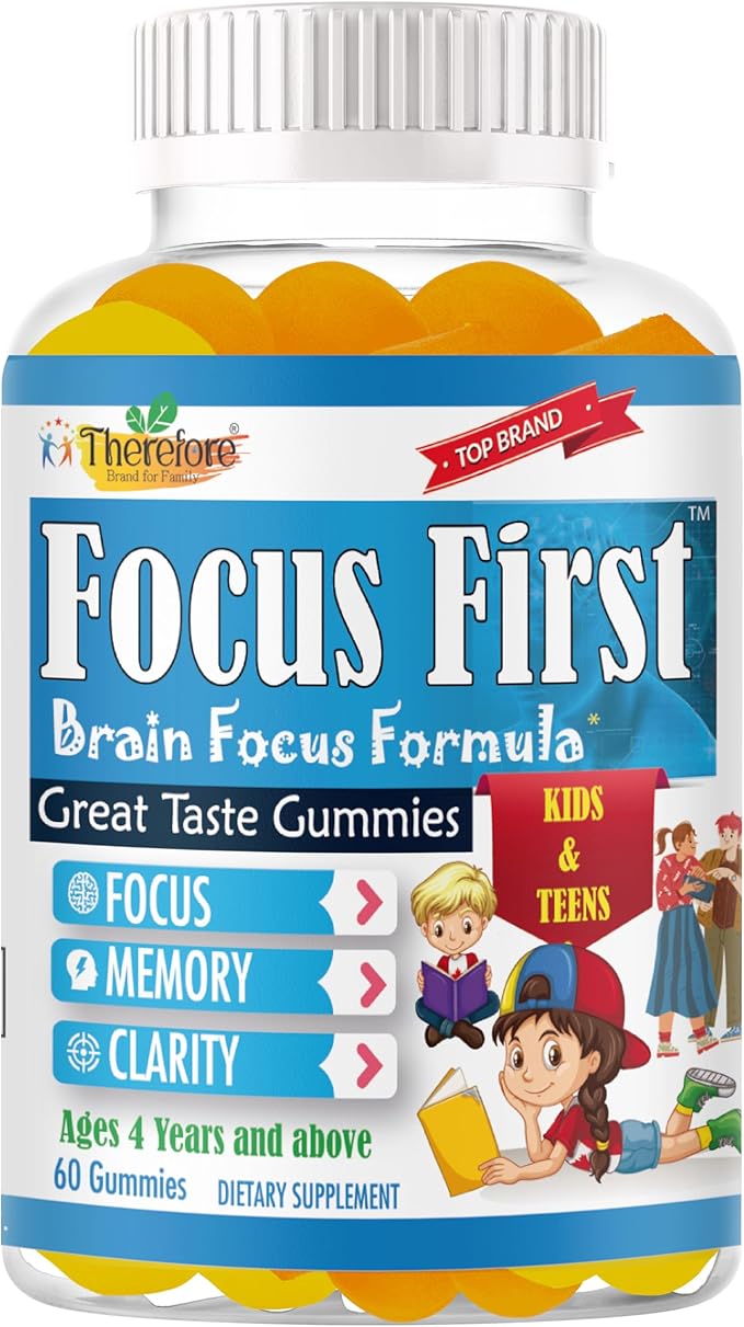Focus First Kids Focus and Attention Supplements Teen Vitamin Brain Support Focus Gummies For Teens Brain Supplements For Memory And Focus For Kids Vegan Non-GMO Fruity Flavor – 60 Gummies