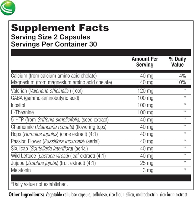 Nutra Biogenesis Sleep Factors - Sleep Aid Supplement for Adults with Melatonin Magnesium Valerian Root GABA &amp L-Theanine Sleeping &amp Rest Support - 60 Veggie Capsules