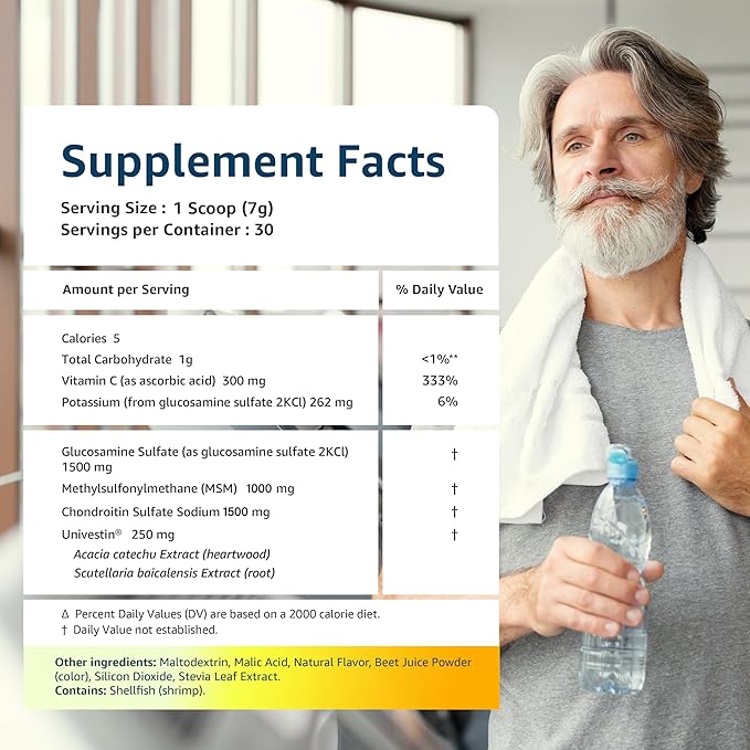 Univera RegeniCARE Canister Glucosamine Chondroitin MSM Univestin Restores Cartilage Supports Joint Comfort + Mobility + Flexibility 30-Day Supply (Lemon Flavor)