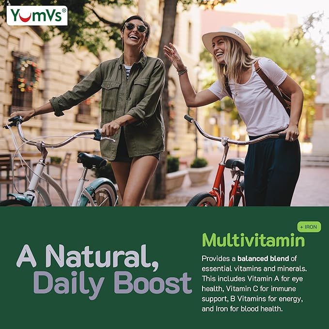 YUM-V'S Iron Gummies - Multivitamin Iron Supplement with Vitamin C A B &amp Zinc Supports Blood Oxygen Vegan Supplements for Women Men &amp Kids for Growth and Development - Grape Flavor | 2-Pa