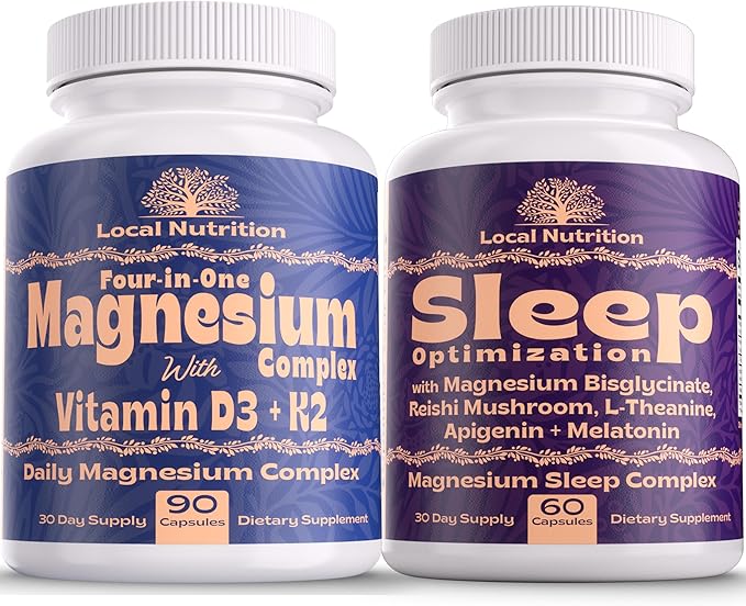 Natural Sleep Aid Magnesium Complex Bundle - Premium Sleep Support Supplement and Magnesium Supplement - One Month Supply Made in The USA