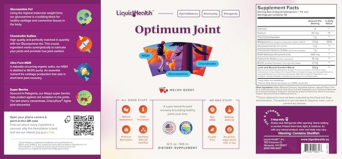 LIQUIDHEALTH Liquid Vitamin Bundle with Daily Multi Mineral Optimum Joint Liquid Glucosamine and Calcium &amp Magnesium Supplements - Vegan Non-GMO