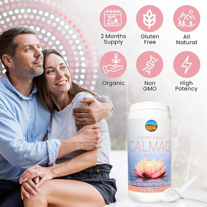 CalMag 2:1 High Absorption Calcium Magnesium Citrate Powder Supplement for Stress Relief and Sleep Calcium Supplement for Bone Health Lemon Raspberry Flavor 16.5oz (Pack of 1)