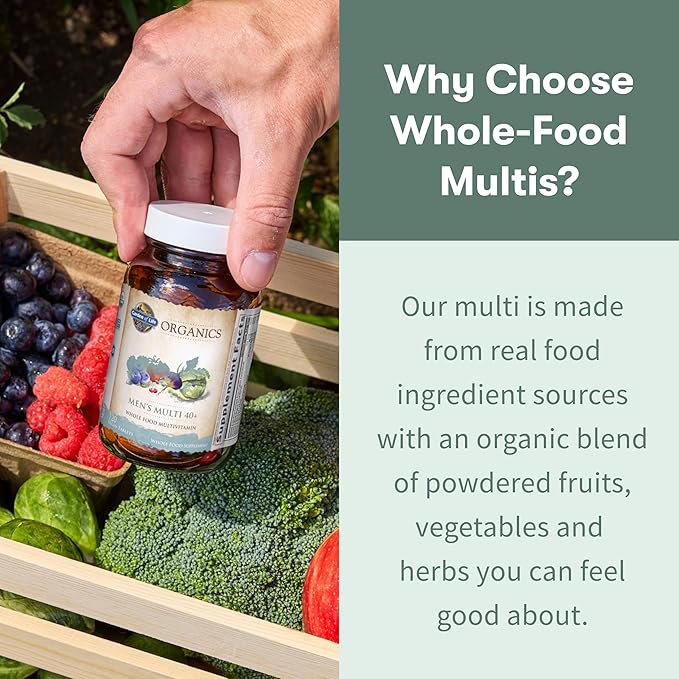 Garden of Life Organics Whole Food Multivitamin for Men 40+ 120 Tablets Vegan Mens Multi for Health &amp Well-Being Certified Organic Whole Food Vitamins &amp Minerals for Men Over 40 Mens Vitamins