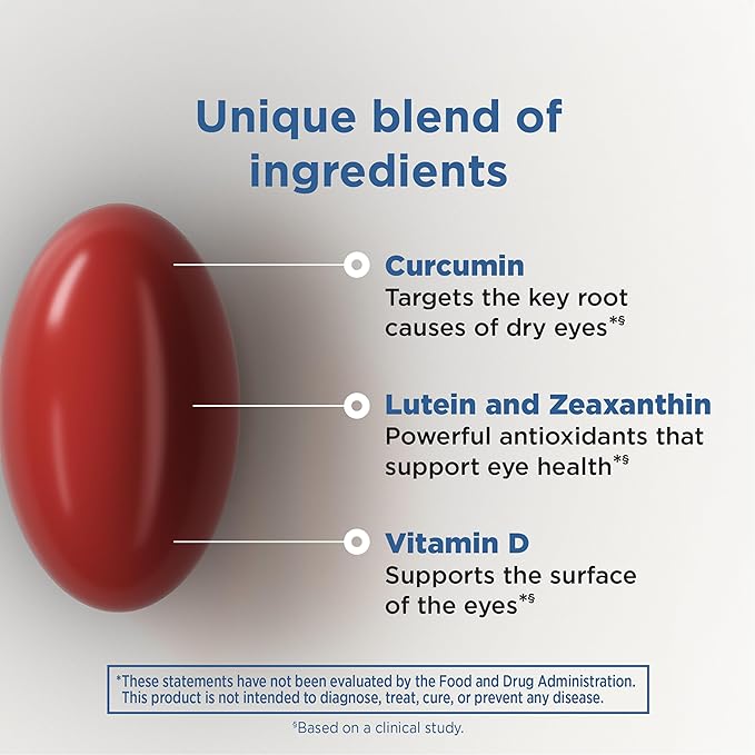 Blink NutriTears Clinically Proven Supplement for Dry Eyes Eye Care with Lutein &amp Zeaxanthin and Vitamin D to Hydrate Eyes from Within for Long-Lasting Relief 50 Softgels