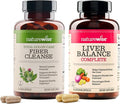 NatureWise [1] Total Colon Care Fiber Cleanse - Natural Laxative - 60 Capsules[30-Day Supply] + [1] Liver Balance - Milk Thistle Dandelion Turmeric - 60 Capsules[30-Day Supply]
