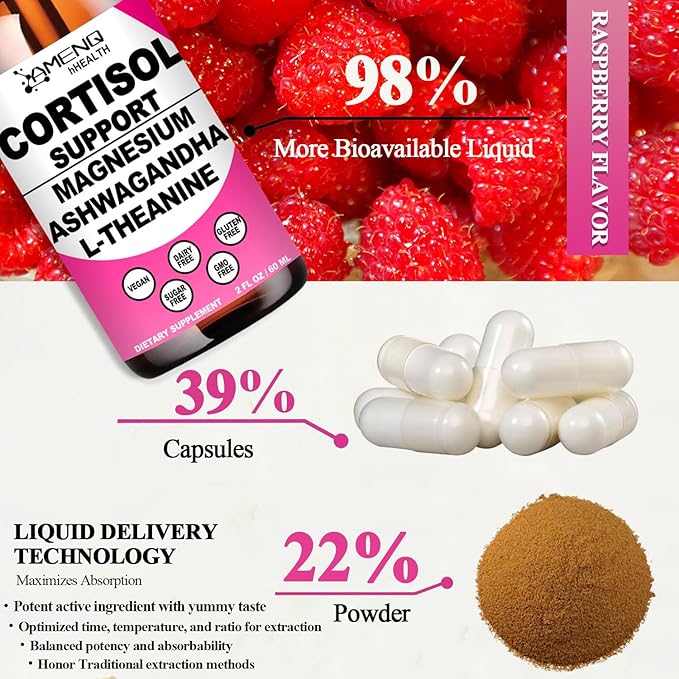 2 Pack Cortisol Supplements for Women 17-in-1 Cortisol Calm Detox Reducer Manager w. Magnesium Ashwagandha Theanine Cortisol Liquid Drops for Relax Recess Mood &amp Hormone Harmony Cortisol Drink