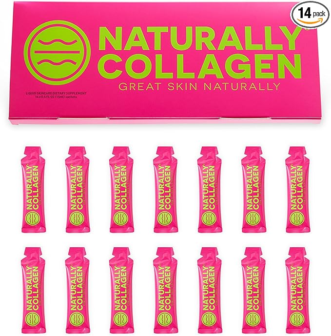 Premium Hydrolyzed Liquid Marine Collagen Supplement - 8000mg of Collagen per Sachet Plus 180mg VIT C - Natural Tropical Fruit Flavour - 14 Sachets per Box