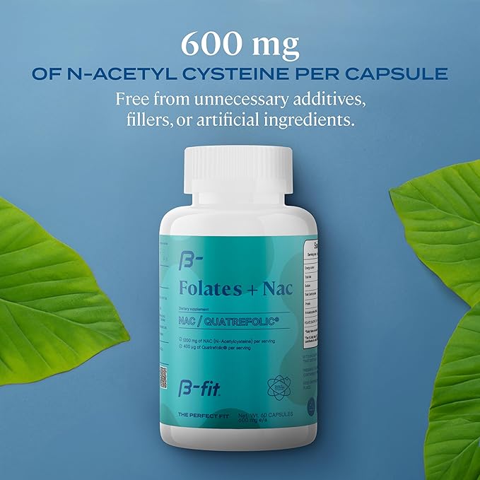 B-FIT NAC + Marine Magnesium - N-Acetyl Cysteine - High Bioavailability Magnesium Supplement - Natural &amp Additive-Free