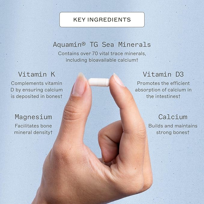 Amy Myers MD OsteoDura - Bone Growth &amp Flexibility Support Supplement - Calcium with Sea Minerals &amp Vitamin K2 - Bone Health Formula - 120 Capsules (60 Servings)