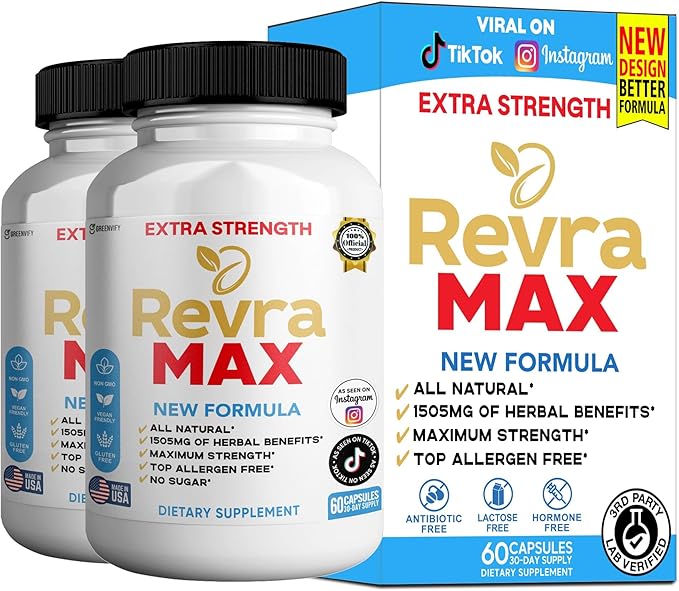Revira MAX Organic Maca Root Supplement Black Red Yellow Maca with Black Pepper 60 Capsules 30-Day Supply (2)