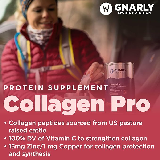 Gnarly Nutrition Collagen Peptides – Collagen Pro with Vitamin C Zinc &amp Copper – NSF Certified Collagen Powder – Unflavored 10 Stick Packs