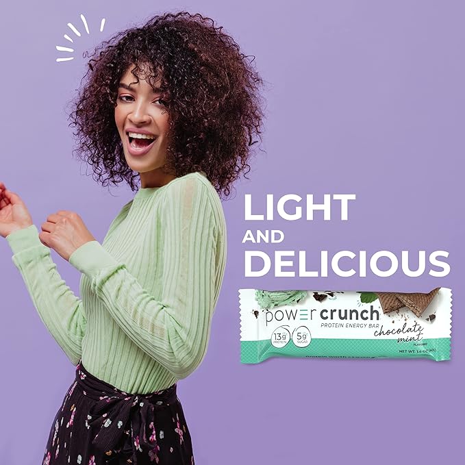 Power Crunch Protein Wafer Bars High Protein Snacks Chocolate Mint 1.4oz (12 Count) and Peanut Butter Crème 1.4oz (12 Count)