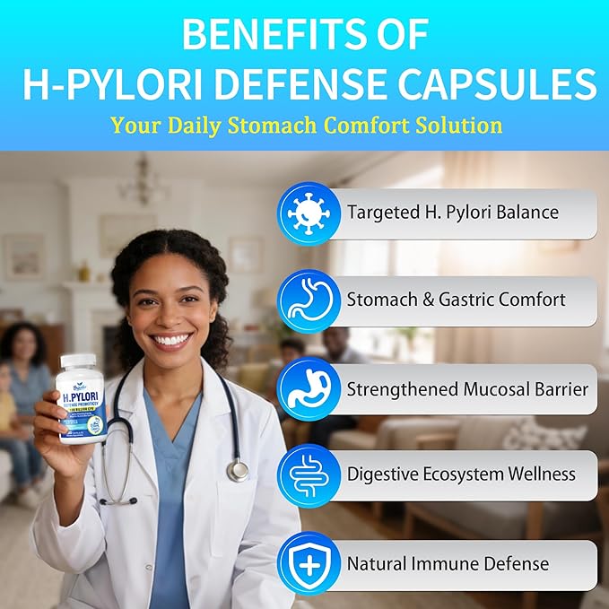 H Pylori Defense Supplements: Stomach Comfort Probiotics 100 Billion CFU with Lactobacillus Reuteri Mastic Gum Berberine for Digestive &amp Gut Health Vegan 120 Capsules