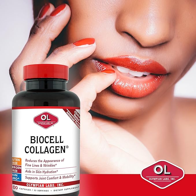 Olympian Labs Biocell Collagen II 1500mg Supplement Capsules Non-GMO Gluten-Free Allergan-Free - Supports Skin &amp Joint Health and Cartilage Producing Cells - Bulk 300 Capsules (100 Day Supply)