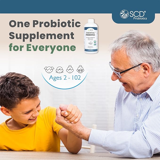 SCD Essential Probiotics for Women Men Kids and Toddlers Live Probiotic for Digestion and Immunity Gut Health Liquid Probiotic Supplement with 11 Strains – 16.3 fl oz by SCD Probiotics
