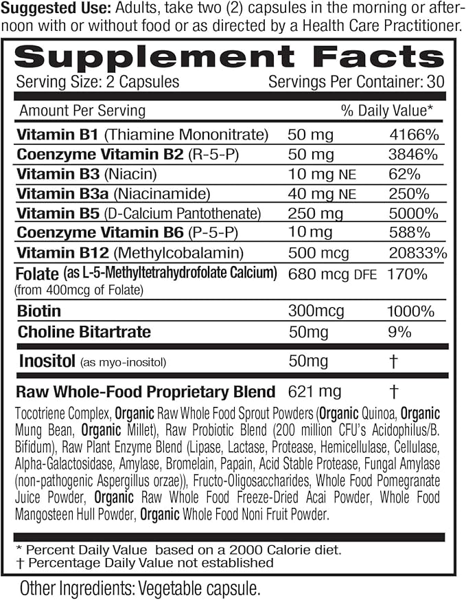 EMERALD LABS B-Healthy - Vegan Vitamin B Complex - Includes Methylated Folic Acid &amp Full Spectrum B Vitamins - Supports Immune Brain &amp Heart Health* - 120 Vegetable Capsules