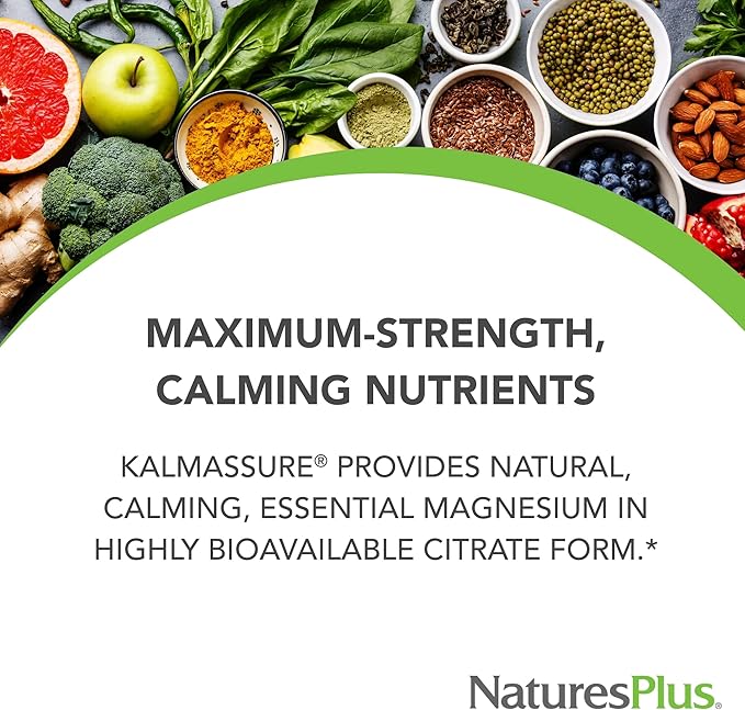 NaturesPlus KalmAssure Magnesium Powder - 0.8 lb - Unflavored - Supports Nerve and Muscle Relaxation - Non-GMO Gluten Free Vegan - 60 Servings