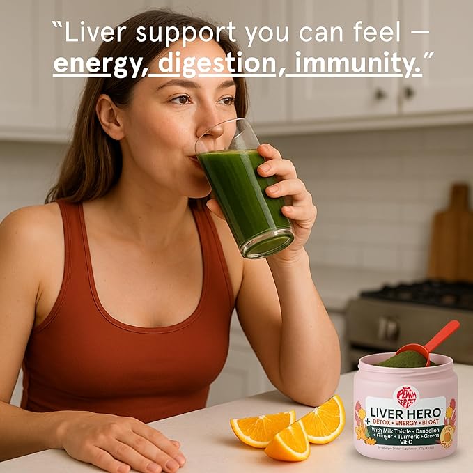 Peach Perfect Liver Hero – Premium Liver Detox and Bloat Support Powder for Women | Milk Thistle Dandelion Turmeric Ginger Chlorophyll and Vitamin C | Daily Energy Digestion and Skin Clarity | Ju