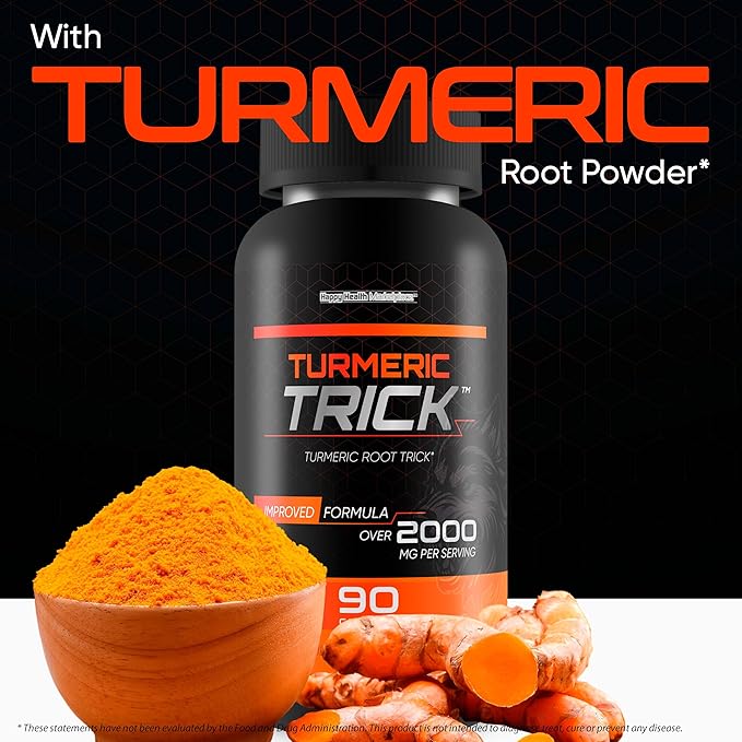 Turmeric Trick - with Vitamin D and Zinc for Men - Our Best Turmeric Curcumin Supplement for Men - Enriched with Black Pepper - Turmeric Root Trick - Mens Health Vitamin D